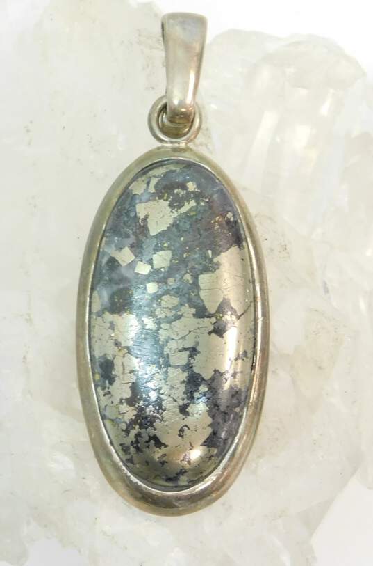 Barse Sterling Silver Pyrite Oval Pendant 25.2g image number 1
