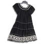 NWT Womens Black Round Neck Short Sleeve Knee Length A-Line Dress Size M image number 2