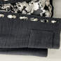 Womens Black 3/4 Sleeve Pockets Tweed Ribbon Detail Open Front Jacket Sz 6 image number 4
