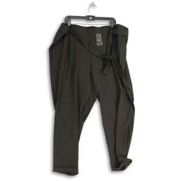 NWT Womens Black Flat Front Slash Pocket Paperbag Pants Size 3 22-24