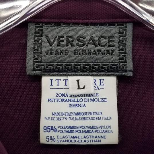 Versace Jeans Signature Burgundy Polyamide Shirt Wms Size L AUTHENTICATED image number 3