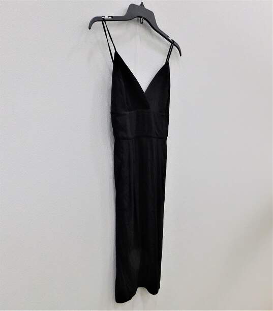 HALSTON Heritage Spaghetti Strap Empire Waist Rayon Blend Little Black Cocktail Dress Size XS with COA image number 3