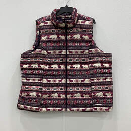 NWT Womens Multicolor Fair Isle Print Full-Zip Puffer Vest Size 2X