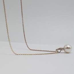 Noa Zuman Israel Sterling  Silver Fw Pearl Textured Leaf Dangle Earrings 19 1/4In Pendant Necklace 2pcs 12.1g
