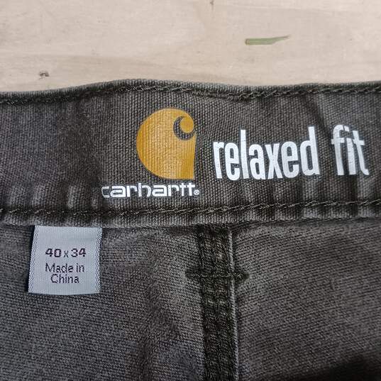 Carhartt Men's Gray Canvas Jeans Size 40x34 image number 3