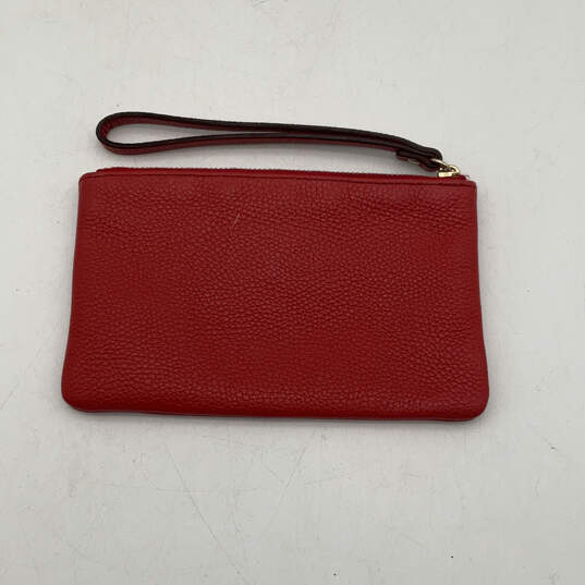 Womens Red Leather Zipper Mini Wristlet Wallet Classic Coin Purse image number 2