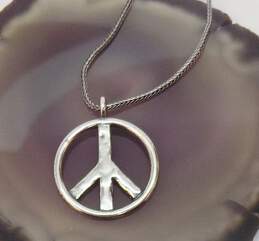 Retired Silpada Sterling Silver Peace Sign Necklace 7.4g
