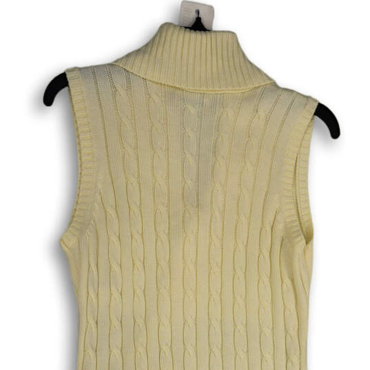 Womens Beige Knitted Sleeveless Shawl Collar Pullover Sweater Dress Size M image number 1