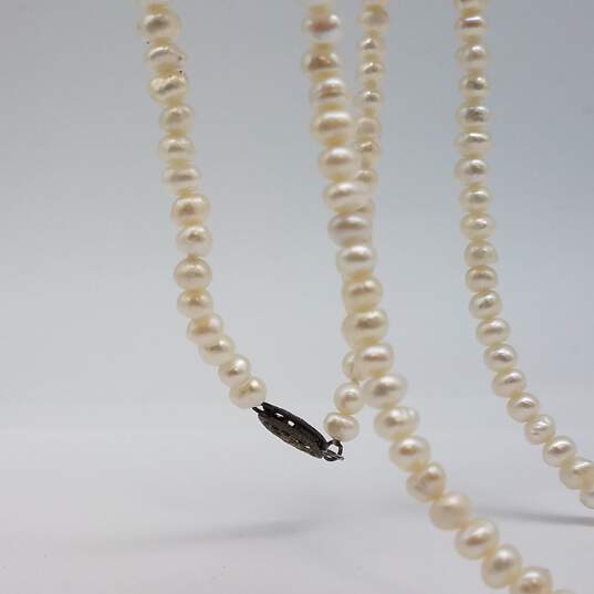 Sterling Silver Fw Pearl 4.3mm Bead 17 1/2 Inch Necklace 13.3g image number 4