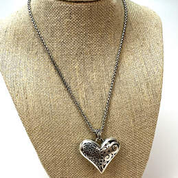 Designer Brighton Silver-Tone Wheat Chain Heart Shape Pendant Necklace