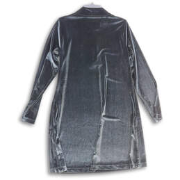 Womens Black Velvet Mock Neck 1/4 Zip Long Sleeve Shift Dress Size L alternative image