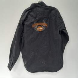 Harley Davidson Men's Embroidered Logo Black Cotton LS Snap Front Shirt Size L alternative image