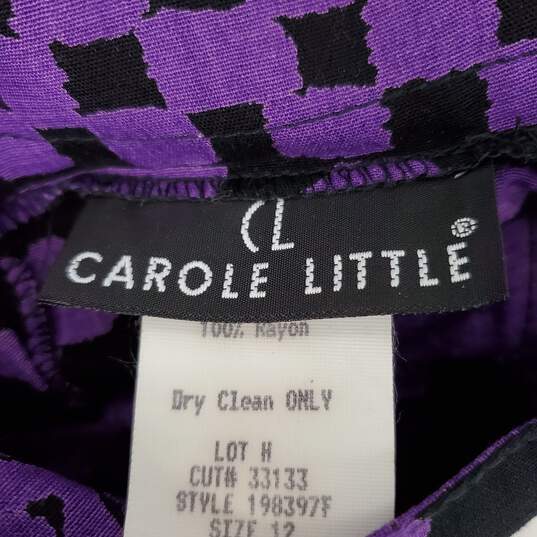 VTG Carole Little WM's 100% Rayon Purple Pattern Flare Blouse & Skirt Size 12 image number 2
