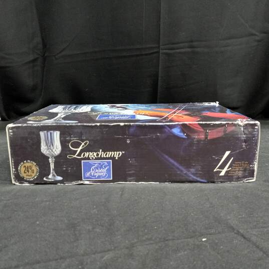 Set of 4 Longchamp Cristal d'Arques Lead Crystal 5.75oz Wine Glasses IOB image number 6