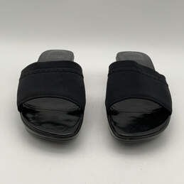Womens Black Leather Fashionable Open Toe Slip-On Slide Sandals Size 8 M alternative image