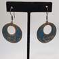 Sterling Silver Turquoise Chip Inlay Man W/Donkey Dangle Earrings 14.8g DAMAGED image number 1