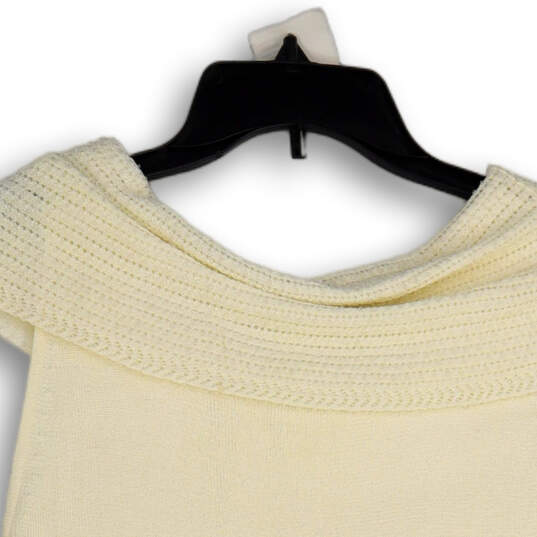 NWT Womens White Knitted Off The Shoulder Pullover Blouse Top Size SP image number 4