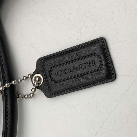 Coach Womens Black Leather Double Handle Zipper Pocket Shoulder Handbag image number 4