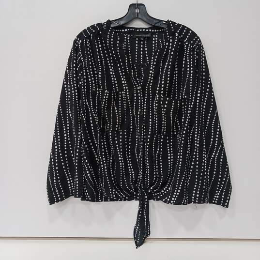 Adrienne Vittadini Striped Tie Front Blouse Women's Size 2X image number 1