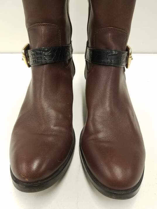 Vince Camuto Vincina Brown Leather Zip Tall Knee Riding Boots Women's Size 9 M image number 5