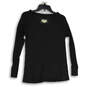 Womens Black Waffle-Knit Long Sleeve V-Neck Pullover T-Shirt Size Small image number 1