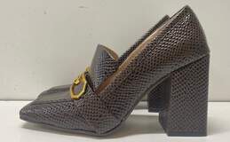 Louise Et Cie Leather Embossed Olisa Loafer Heels Brown 6.5