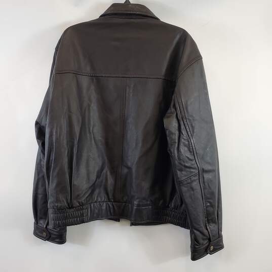 London Fog Men Dark Brown Leather Jacket XL image number 2
