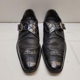 Stacy Adams Giannino Leather Monk Strap Shoes Black 10.5