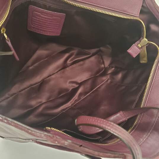 Coach Taylor Burgundy Purple Leather Alexis Carryall Handbag image number 6