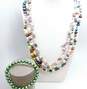 Artisan Dyed Pearl & Amethyst Beaded Necklaces & Bracelet image number 1