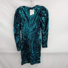 NWT Zara WM's Blue Teal Sequence Dress Size XS
