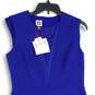 NWT Anne Klein Womens Blue Lace Round Neck Back Zip Sheath Dress Size 8 image number 3