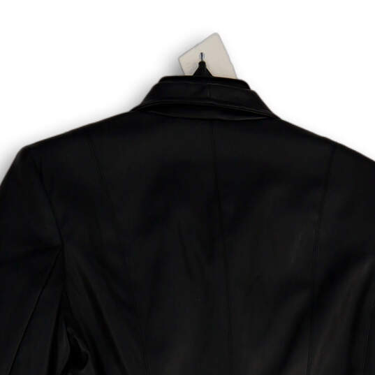 Womens Black Faux Leather Long Sleeve Full-Zip Motorcycle Jacket Size XS image number 4
