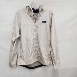 Patagonia WM's Bone White 100% Recycle Polyester Hooded Windbreaker Sz. L