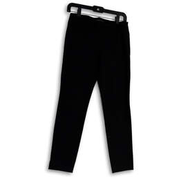 Womens Black Flat Front Skinny Leg Side Zip Formal Dress Pants Size 0