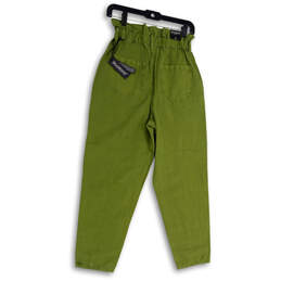 NWT Womens Green Elastic Waist Pleated Front Stretch Ankle Pants Size 27 alternative image