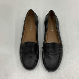 Womens A01375 Black Pebble Leather Moc Toe Slip-On Loafer Shoes Size 10 alternative image