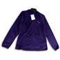 NWT Womens Purple Long Sleeve Pockets Hooded Full Zip Fleece Jacket Size XL image number 1