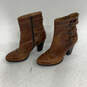 Womens Vivi Brown Leather Adjustable Strap Block Heel Ankle Booties Sz 8.5 image number 4