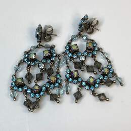 Designer Sorrelli Silver-Tone Multicolor Crystal Cut Stone Drop Earrings alternative image
