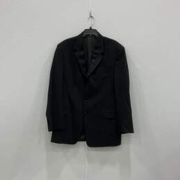 Mens Black Long Sleeve Noch Collared Three Button Blazer With Pants Size 36W