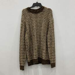Karl Lagerfeld Womens Brown Crew Neck Long Sleeve Knitted Pullover Sweater Sz M