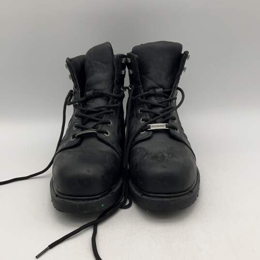 Mens Black Leather Chad Steel Toe Lace Up Ankle Biker Boots Size 11.5 image number 1