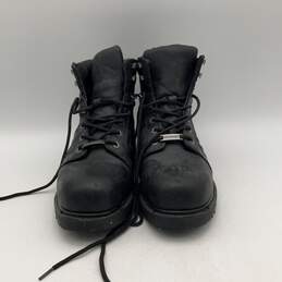 Mens Black Leather Chad Steel Toe Lace Up Ankle Biker Boots Size 11.5