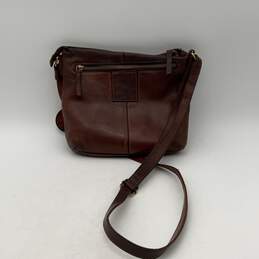 Harbour Womens Brown Leather Adjustable Strap Outer Pocket Zipper Crossbody Bag alternative image