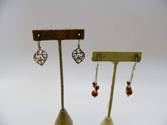 Artisan Sterling Silver Goldstone Peridot Frosted Blue Glass Earrings Variety 18.4g image number 3