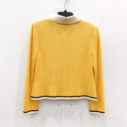 Women's St John Collection By Marie Gray Yellow Knit Zip Up Sweater Size 12 alternative image