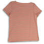 NWT Womens Pink Ivory Striped Round Neck Short Sleeve Pullover T-Shirt Size S image number 2