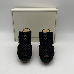 Womens Galinaa Black Suede Open Toe Slip-On Platform Heels Size US 7 M alternative image