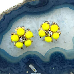 Designer J. Crew Gold-Tone Yellow Bubble Stone Flower Shape Stud Earrings